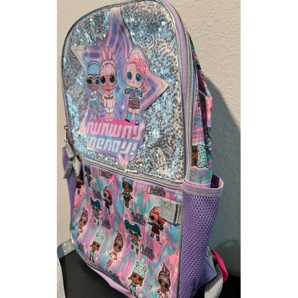 L.O.L. Surprise! Backpack Runway Ready Sequin School Bag Large Purple Glitter - Picture 3 of 4
